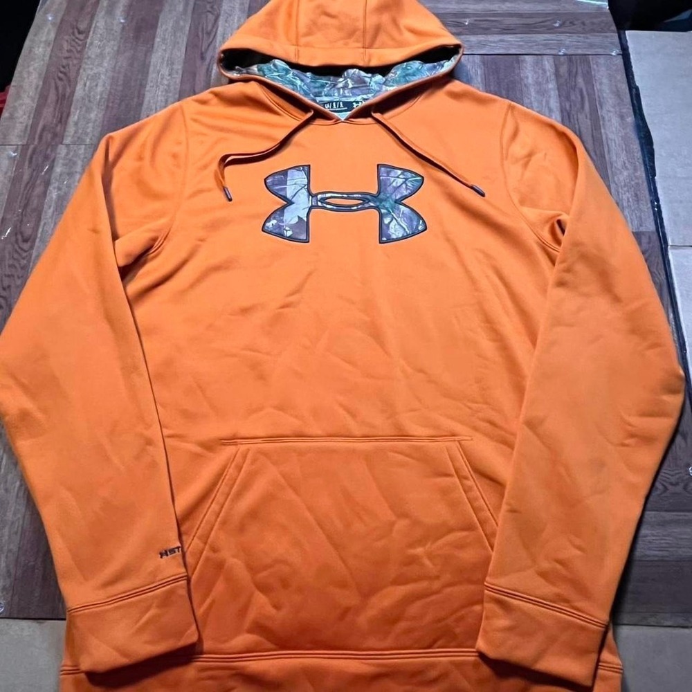 Under Armour Orange Camo Retro Tech Sportswear Hoodie Large